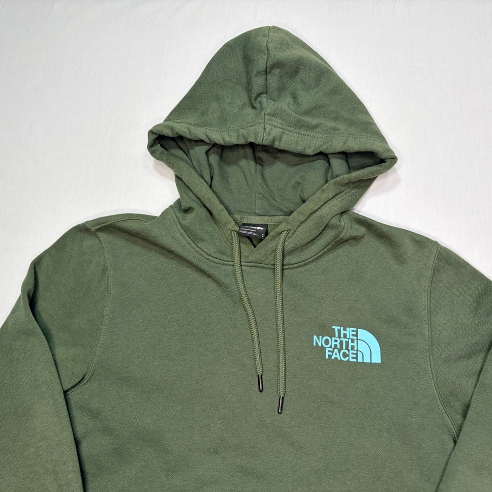 The North Face Mens Pullover Hoodie Elk Graphic Green Blue Small - Picture 1 of 6